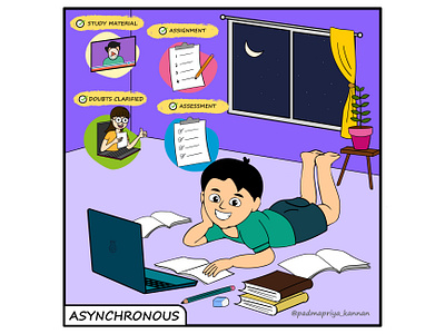 Asynchronous Learning adobe illustrator ai asynchonous learning covid design e learning graphic design illustration online classes vector