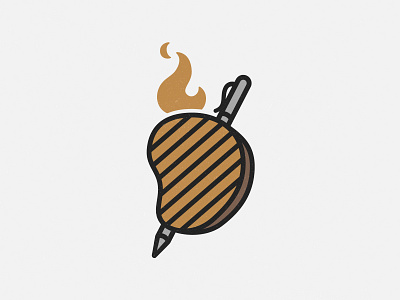 Pen & Meat apron barbecue bbq logo branding catering logo chicken flame flame logo food logo funny logo grill grillmaster internal logo logo design meat merch nashville pen playful