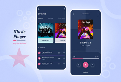 Music Player App UI design - Dark Theme ); android app design app app design app designer design figma graphic design mobile ui ui ui designer ui ux design uius uiux wonderful ui