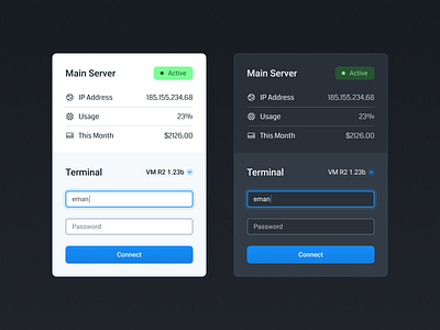 Server Management Card figma graphic design theme ui user experience user interface ux