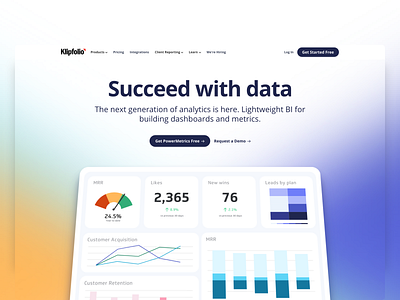 Klipfolio Homepage Redesign dashboard gradient landing page ui web design webdesign