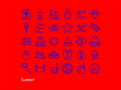 Summer Line Icons design graphic design icon design icon set iconography icons illustration illustrator line icons