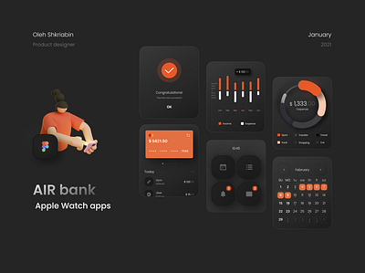 AIR Bank for Apple Watch app app banking apple apple watch bank bank card banking best design black interface branding design illustration watch watch application