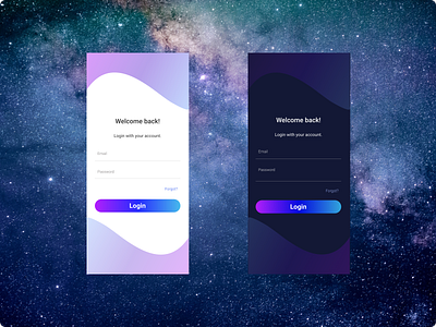 Light and Dark theme Login UI by Figma blue darktheme figmadesign gradient button lighttheme login purple simple ui