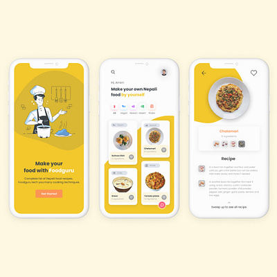 Food Recipe — Mobile App UI app design food recipe mobile app mobile app ui