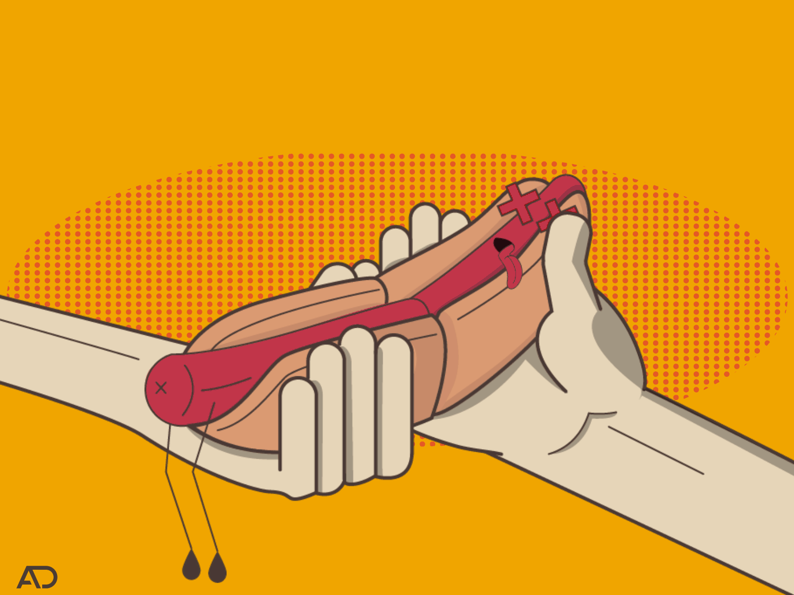 Hot-Deadog aftereffects animation animação cachorroquente desenho design draw gif gif animated hotdog illustration motion design