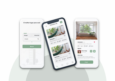 Rent app clean colors green house price rent search ui