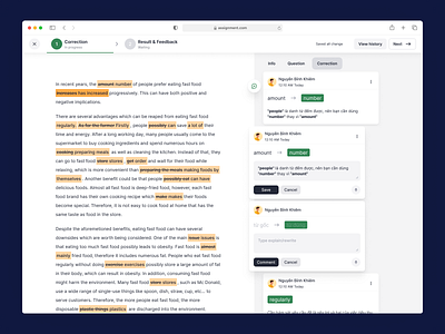 Assignment - Teacher View assignment correction ielts speaking student writing