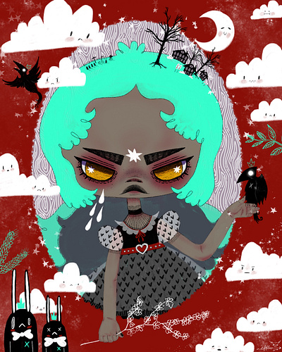 thoughts.and… bigeyes character design gothic illustration lowbrow procreate spooky cute