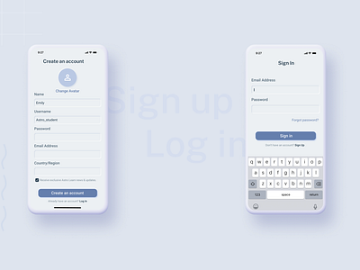 App Registration app branding design graphic design icons illustration logo mobile neumorphic neumorphisim register signin signup ui ui ux ui design uiux user userinterface web