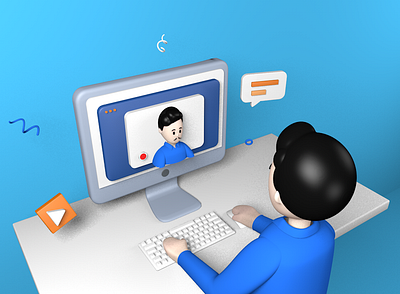 Get Ready for a Video Call 3d art c4d cinema4d design illustration