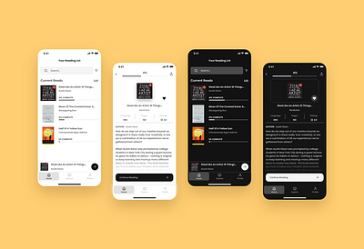 Readwell - A minimalist reading app adobexd app books dark mode design reading redesign ui