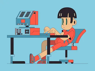 Busy little typer branding design flat illustration ui vector