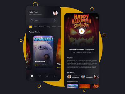 Movie streaming mobile app design flat minimal streaming