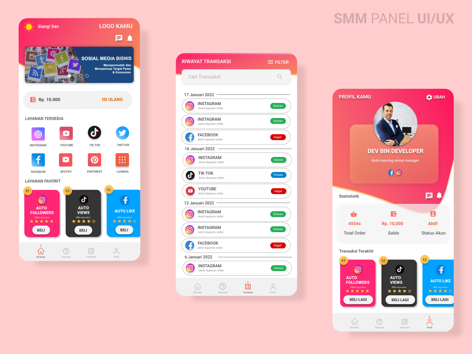 SMM PANEL UI/UX DESIGN by Imam on Dribbble