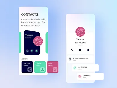 My Contacts add app blue card contacts delete design effacts flow green icon people pepol phone picture planet red summer ux