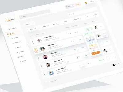 Upvoty Dashboard clean dashboard list minimal overview poll saas saas web app table ui ux vote web app