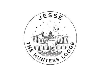 Jesse The Hunters Lodge adventure badge branding design illustration landscape line logo monoline nature