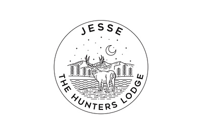 Jesse The Hunters Lodge adventure badge branding design illustration landscape line logo monoline nature