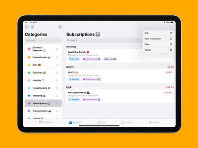 Spendit - iPad app ui design digital design ios app ios app design mobile app mobile app ui product design ui ui for ios ui for mobile uiux
