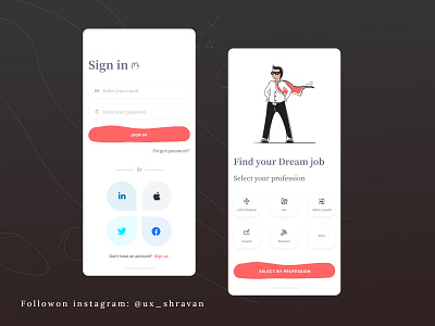 Sign in & login page with intro screen app branding design graphic design illustration introscreen login mobile signin signup ui