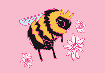 Wild Little Honey Bee adorable bee buzz character cute distressed flowers girly handmade honey honey bee illustration kawaii pink san antonio texan