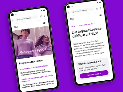 Nu FAQ fintech nu nubank product design purple ui