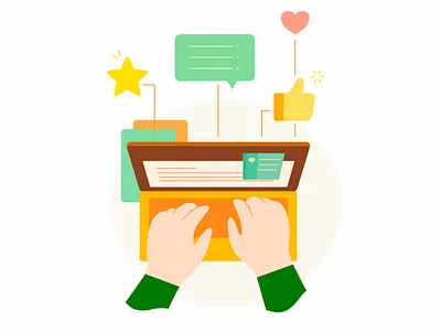 Write business character company computer flat illustration laptop startup vector write