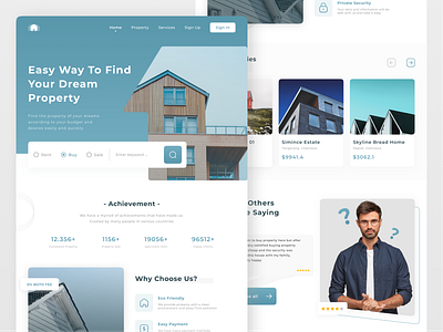 Real Estate Landing Page design interface landingpage realestate ui uidesign uiux ux uxdesign website