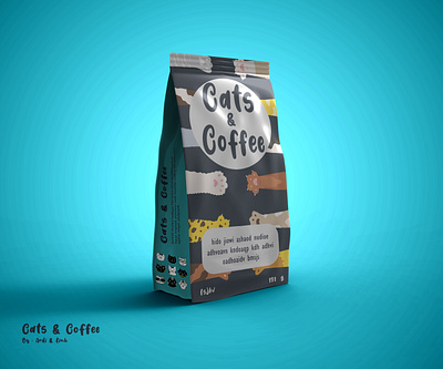 Cats & Coffee - pouch bag illustrator coffee beans design premium