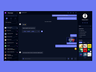 Messenger App UI appui chat clean darktheme darkui message messenger messengerapp minimal social uidesign ux webapp