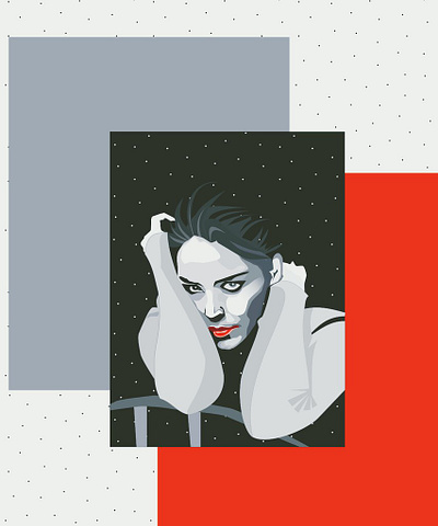 Sharon stone vector portrait abstract art design illustration ui