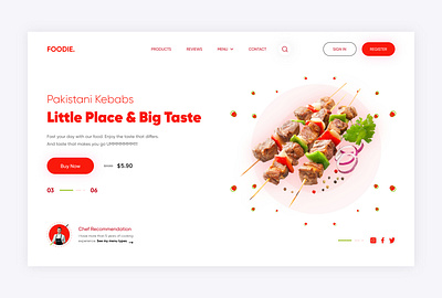 Foodie Landing Page ui banner ui behance branding design dribble flat design food forsale homepage ui illustration landing page ui minimal mockup modern design research ui user experience user interface ux wireframe