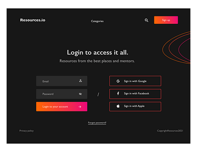 Sign up page UI