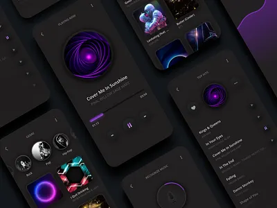 Music Player App - Dark app brandidentity branding creative daily design dark dribbbleshot inspiration mobile app music music app music player neomorphism player player design podcast prototype recognize userinterfacedesign uxui