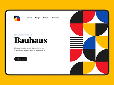 Bauhaus Landing Page animation bauhaus bauhaus 100 education app education platform homepage illustration interaction landing landing page motion design online course ui design ui illustration ui ux ux design web platform website