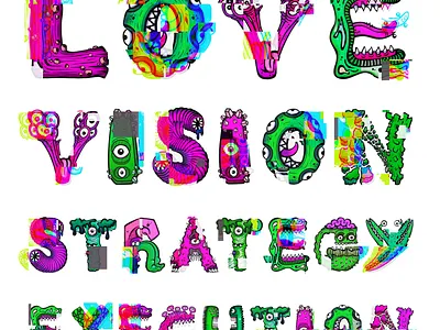 VSE art cartoon character design font illustration monster