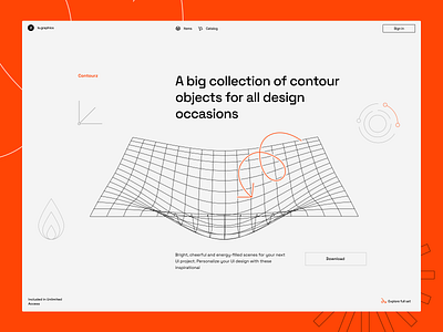 Countours concept design grid header hero illustration landing landing page layout minimalism