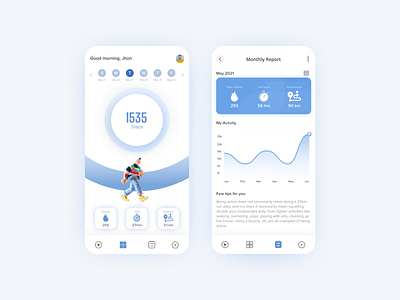 Step Counter App animation app design figma hello dribble illustration minimal minimalist ui uxui