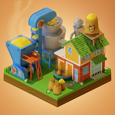 FarmHouse 3d artwork blender blender 2.9 blender 3d blender3d house illustration isometric