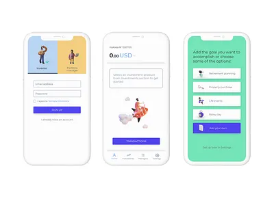 Investment App app design minimal ui ux web website