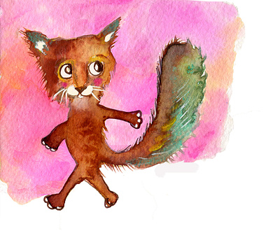 On my way... animalillustration cat catdrawing catillustration characterdesign childrenbook childrenstory design handdrawing illustration postcard watercolorillustration