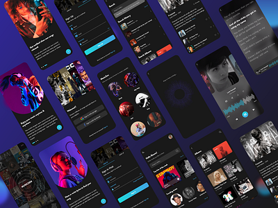 Music App albums app application artist dark app mobile mobile app music music app music player app play player playlist singers songs ui design