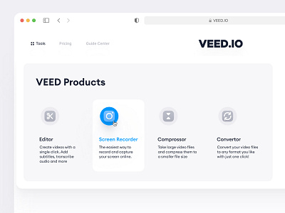 VEED.IO | Mega Menu Exploration clean dropdown editor header landing page login mega menu menu minimal modern nav nav bar navigation signup simple slick title video video editor website