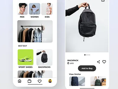 Online shopping App UI design ui ux