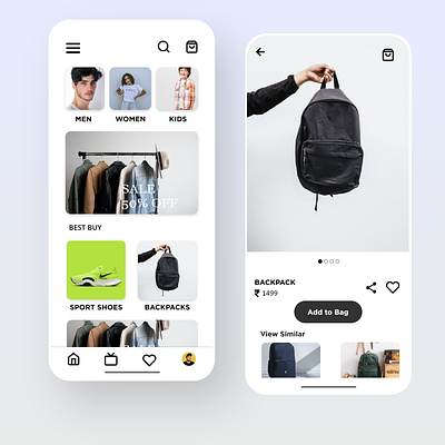 Online shopping App UI design ui ux