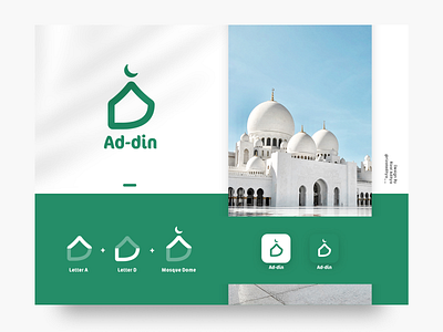 Ad-din Logo Design - Mosque brand identity branding logodesign minimalist logo modern logo mosque logo muslim app