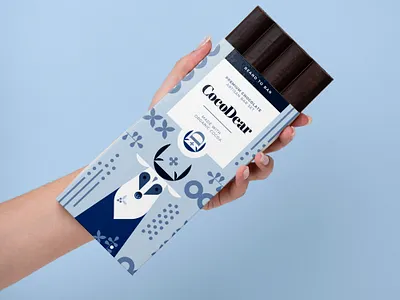 CocoDear Chocolate Soft Blue Packaging Design branding design graphic design illustration logo package packaging packaging design vector
