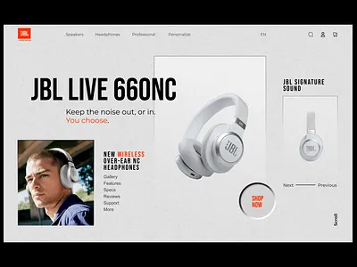 11 Daily UI. JBL Landing page branding button design desktop inspiration minimalism neumorphic new online store trend ui ux website white