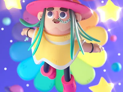 Star King 3d branding c4d cg character color concept design flower fun illustration kids king lighting modeling planets render space stars